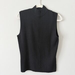 Talbots Black Mock Neck Silk Blend Metallic Sparkle Sweater Size XL  90s Vintage